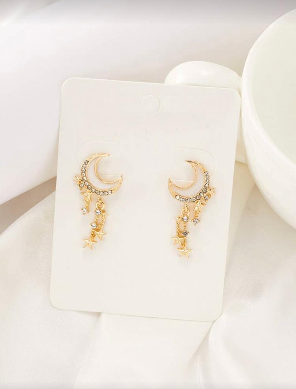 Celestial Moon & Star Drop Earring