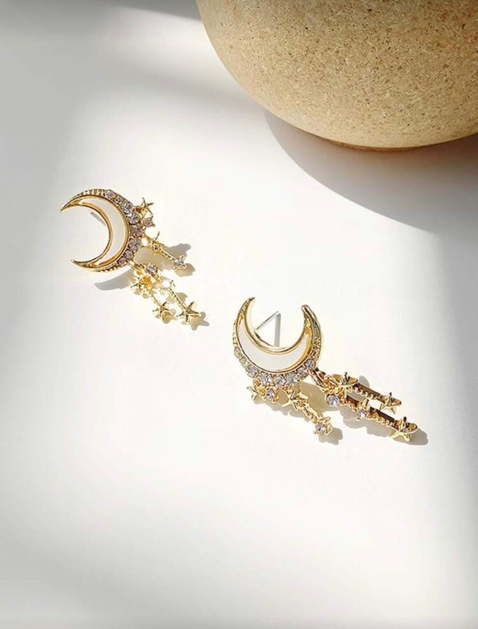 Celestial Moon & Star Drop Earring
