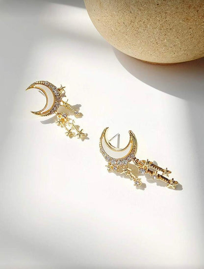 Celestial Moon & Star Drop Earring