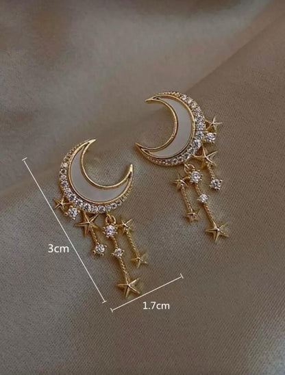 Celestial Moon & Star Drop Earring