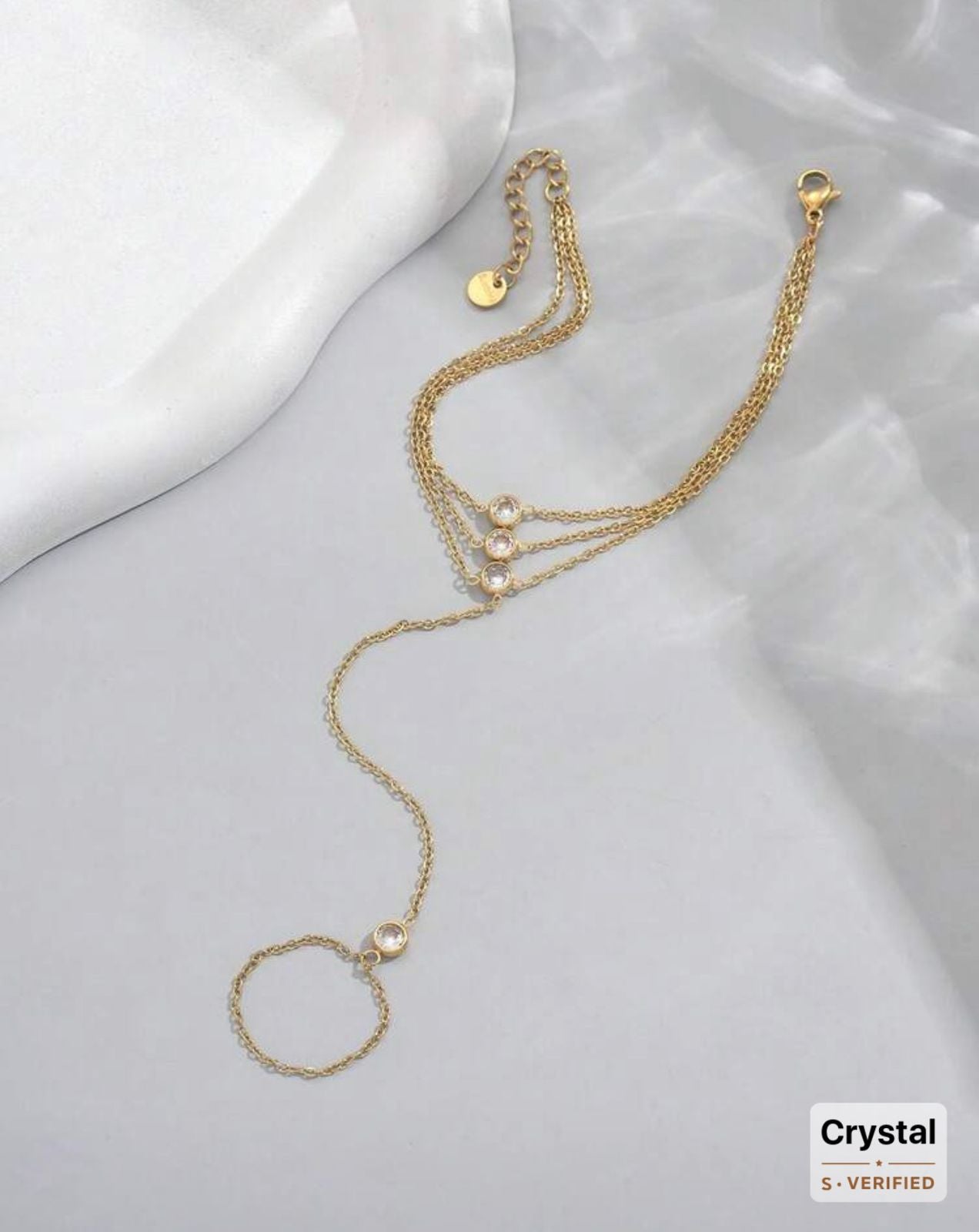 Crystal Charm Hand Chain Bracelet