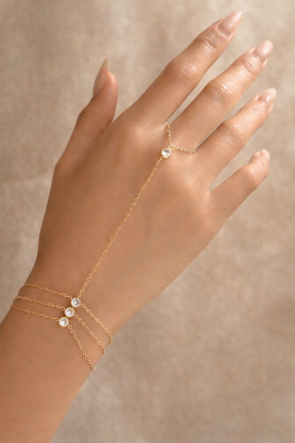 Crystal Charm Hand Chain Bracelet