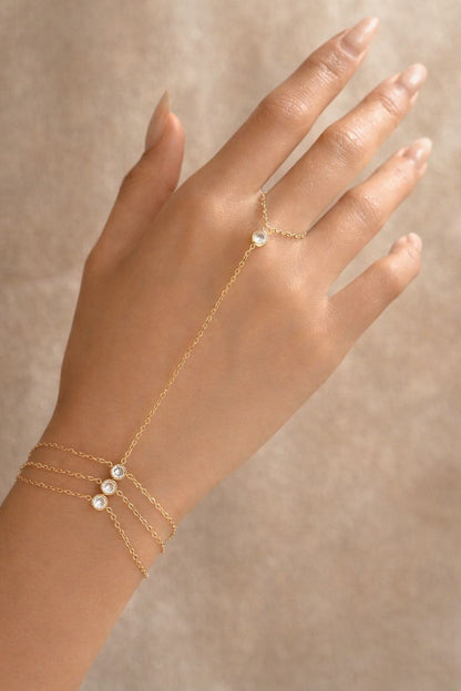 Crystal Charm Hand Chain Bracelet