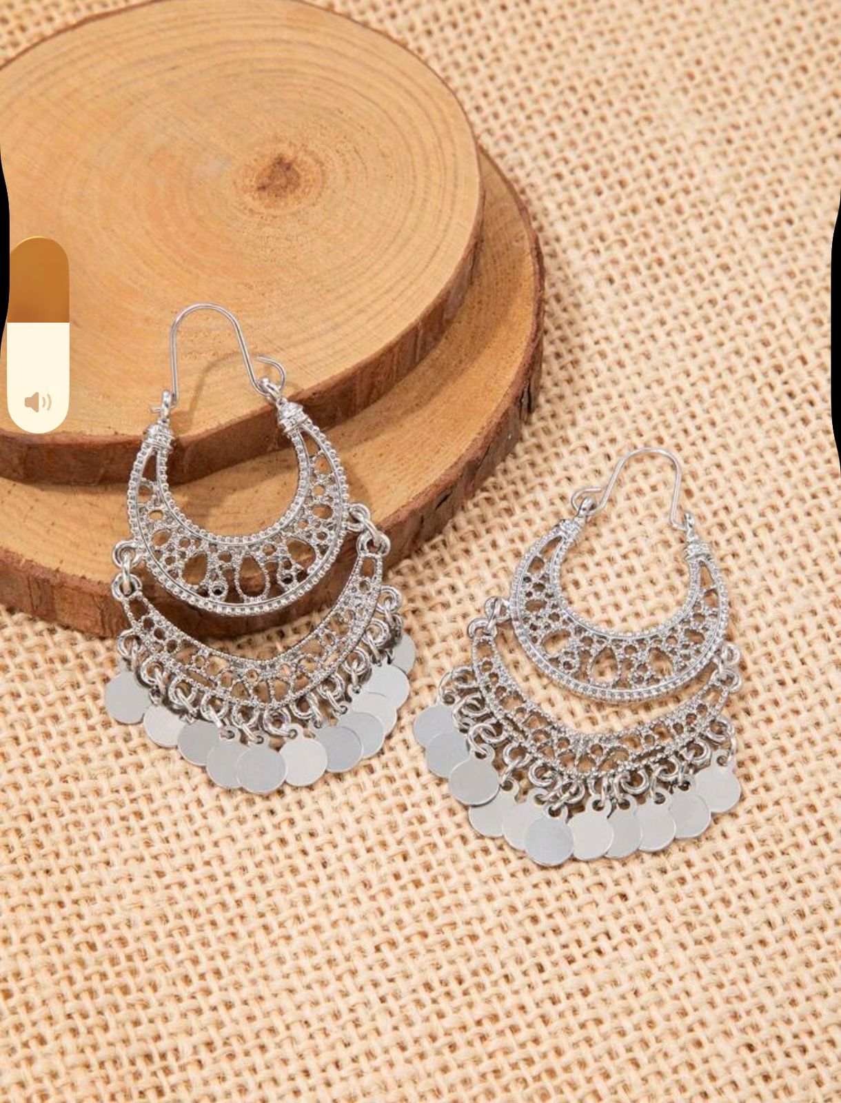 Silver Disc Charm Hollow-Out Drop Earrings