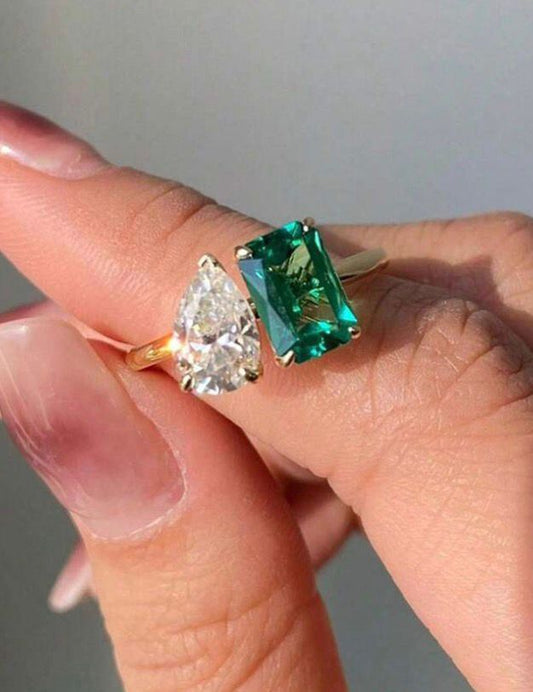 Premium Cubic Zirconia Two-Stone Ring
