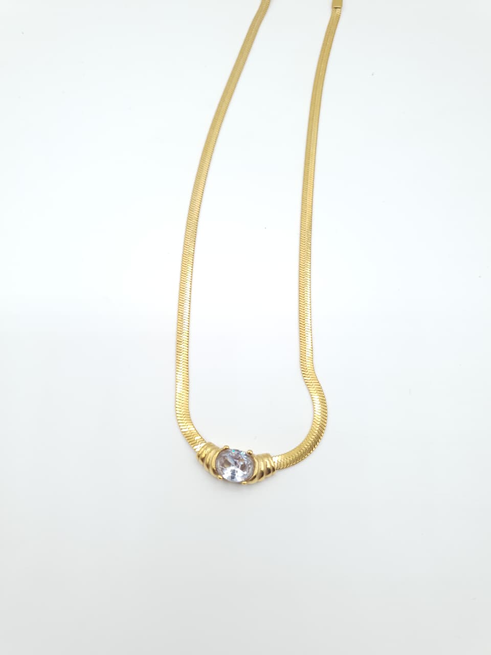 Classic Gold Chain with Sparkling Center Stone
