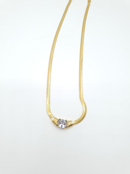 Classic Gold Chain with Sparkling Center Stone