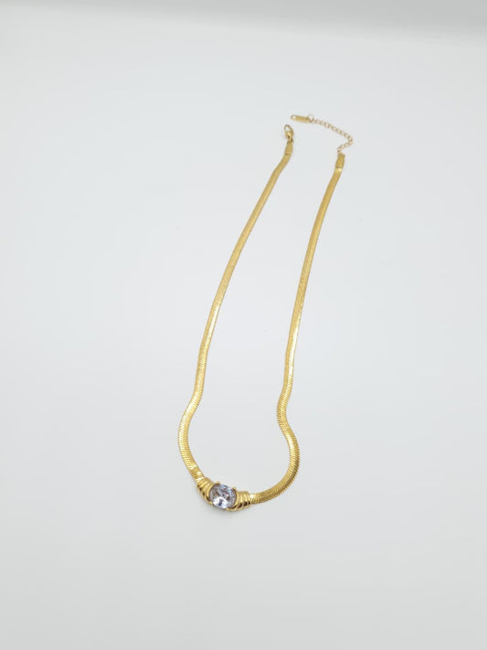 Classic Gold Chain with Sparkling Center Stone