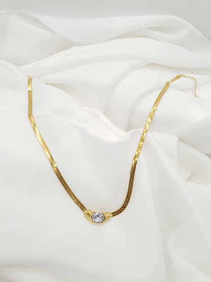 Classic Gold Chain with Sparkling Center Stone