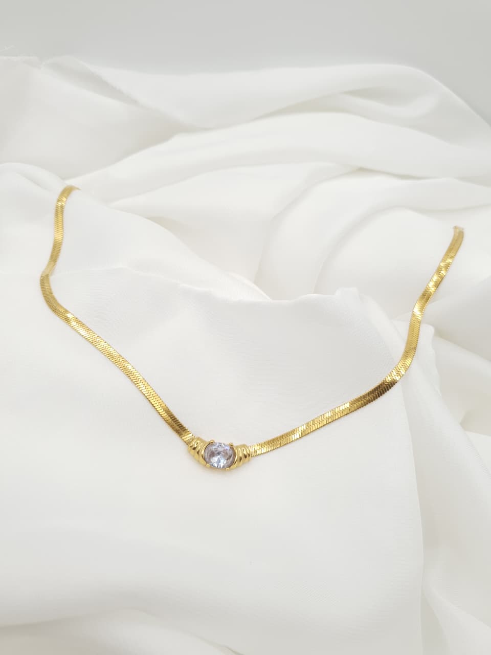 Classic Gold Chain with Sparkling Center Stone