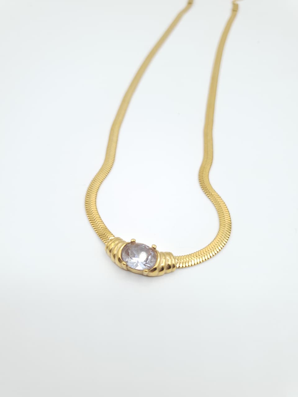 Classic Gold Chain with Sparkling Center Stone