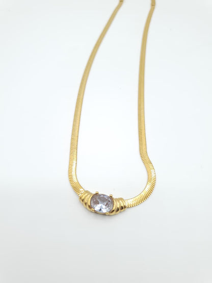 Classic Gold Chain with Sparkling Center Stone
