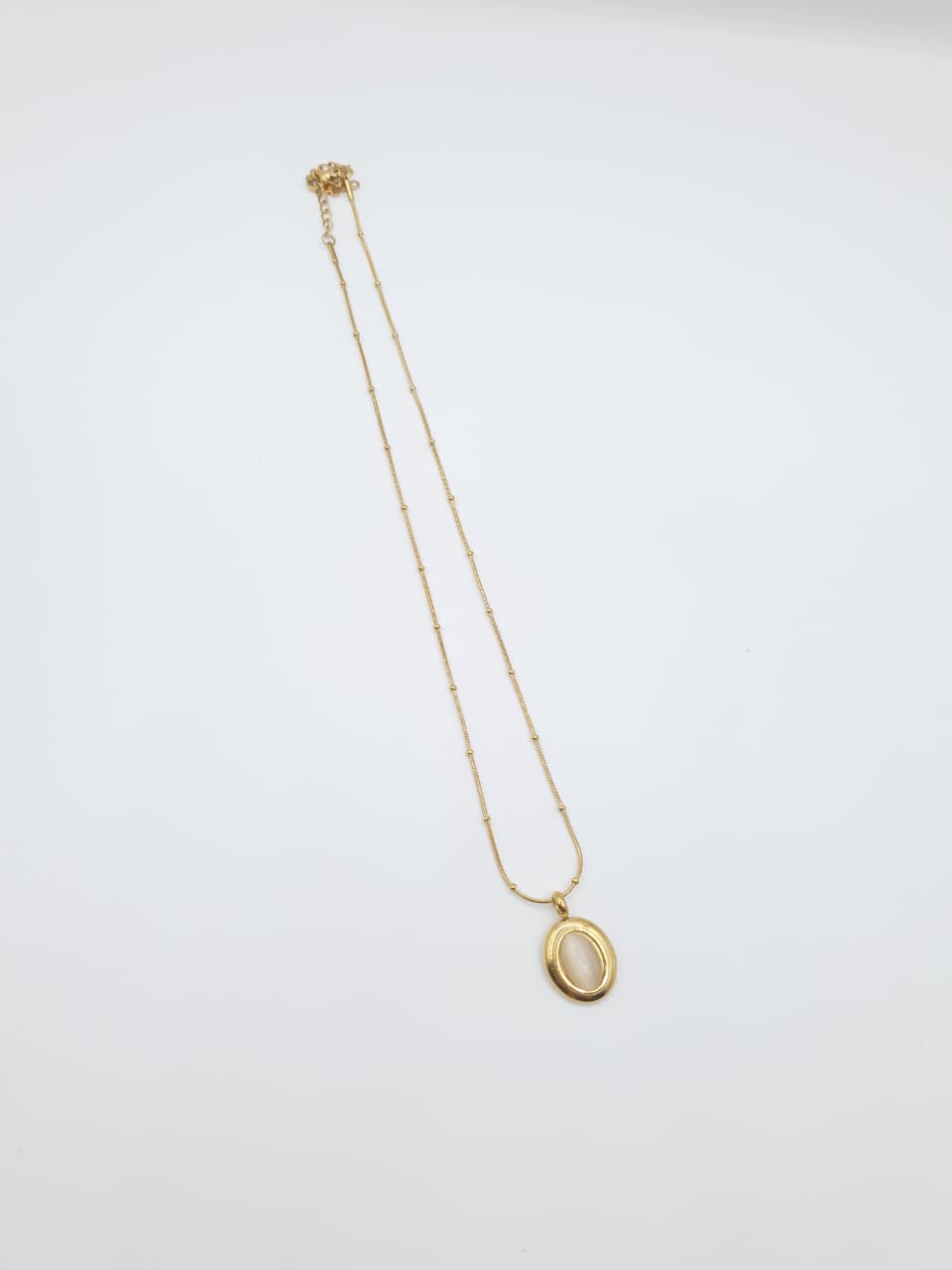 Minimal Gold Necklace with Oval Gemstone Pendant