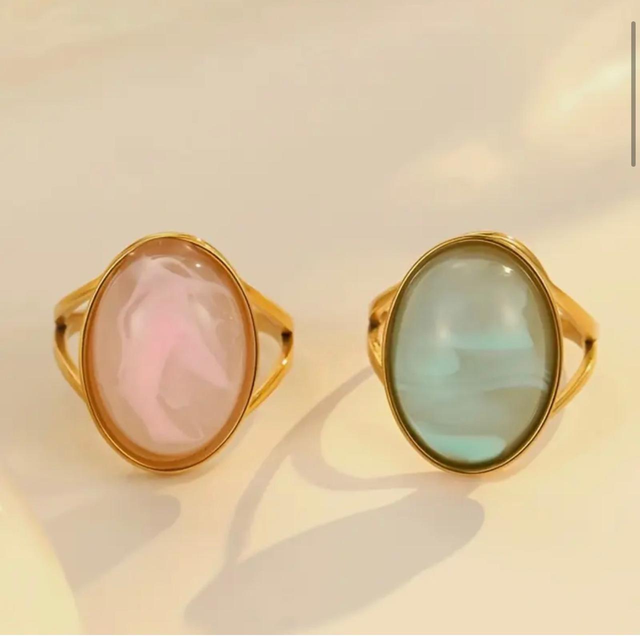 Fashion Stainless Steel Golden-Tone Couple Ring Set