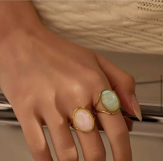 Fashion Stainless Steel Golden-Tone Couple Ring Set