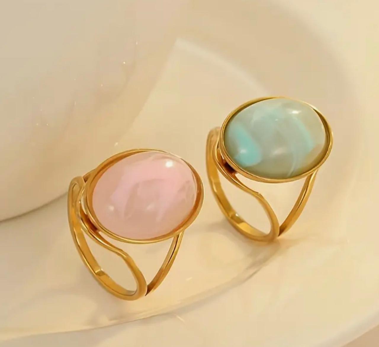 Fashion Stainless Steel Golden-Tone Couple Ring Set