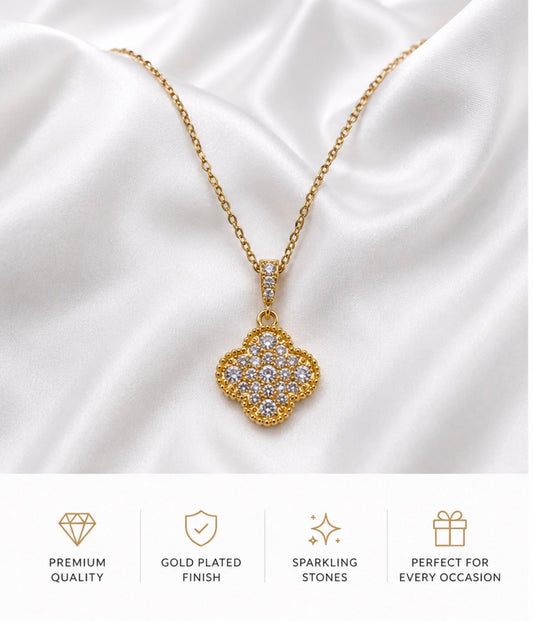 Luxury Clover Crystal Pendant Necklace
