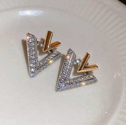 Elegant Dual-Tone Crystal Earrings