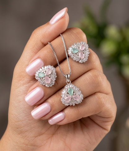 Luxury Heart Crystal Jewelry Set – Pendant & Earrings