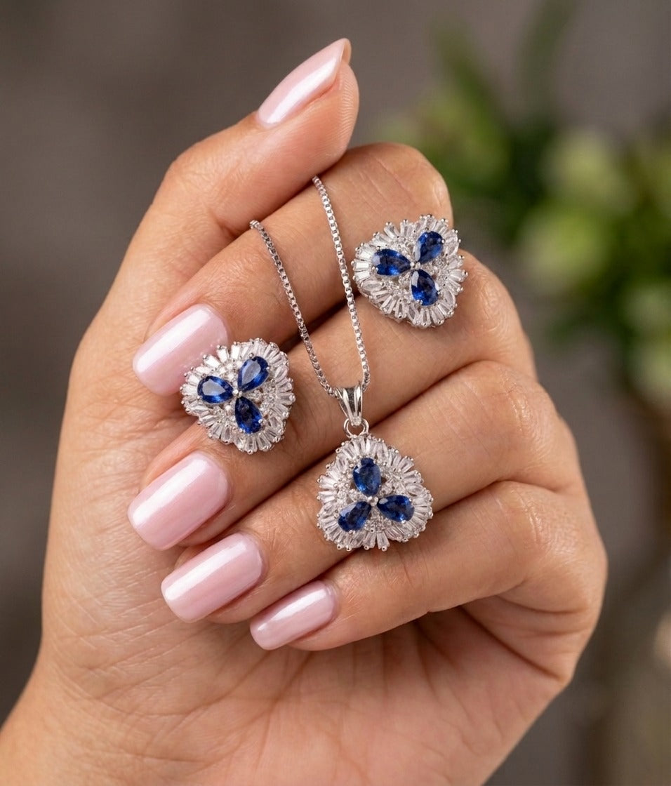 Luxury Heart Crystal Jewelry Set – Pendant & Earrings