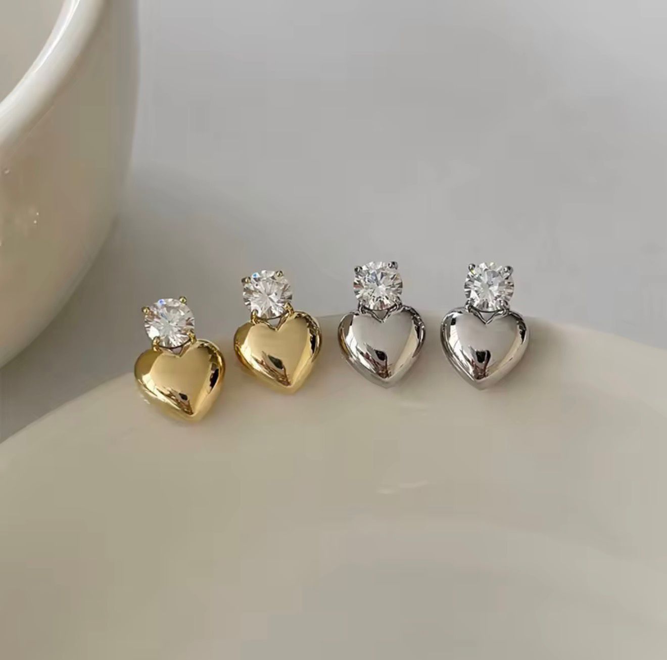 Heart Drop Stud Earrings