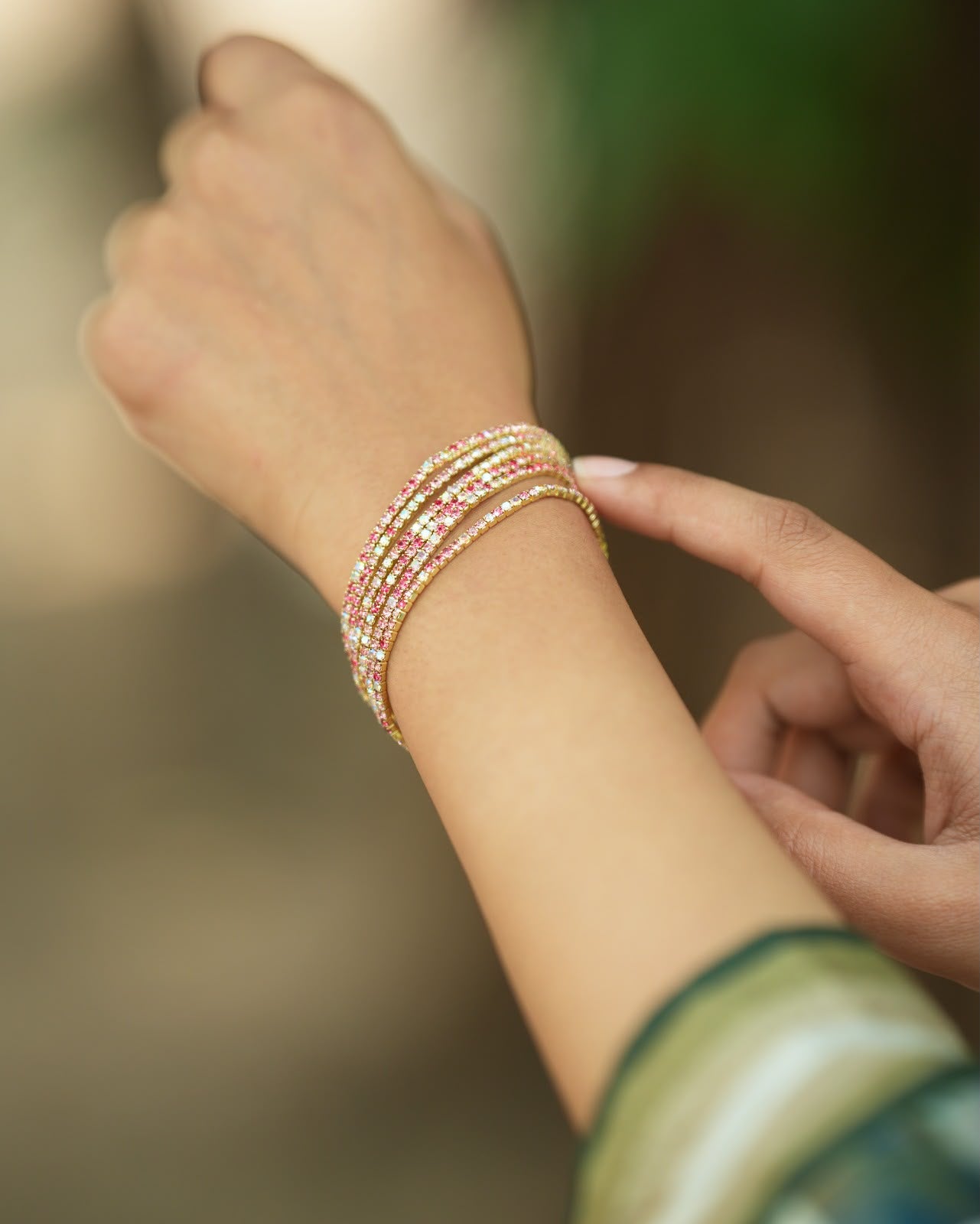 Crystal Wrap Bracelet – Gold Plated Multicolor Rhinestone Bracelet