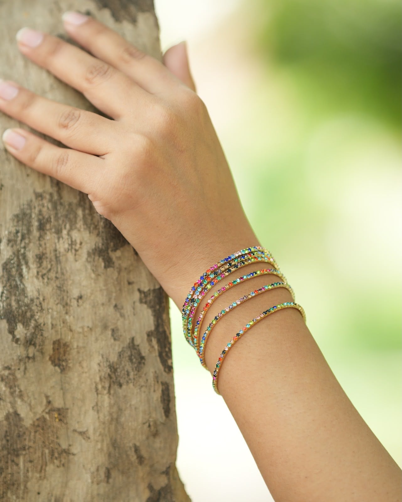 Crystal Wrap Bracelet – Gold Plated Multicolor Rhinestone Bracelet