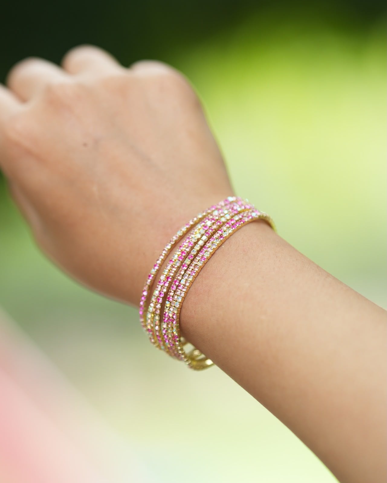 Crystal Wrap Bracelet – Gold Plated Multicolor Rhinestone Bracelet