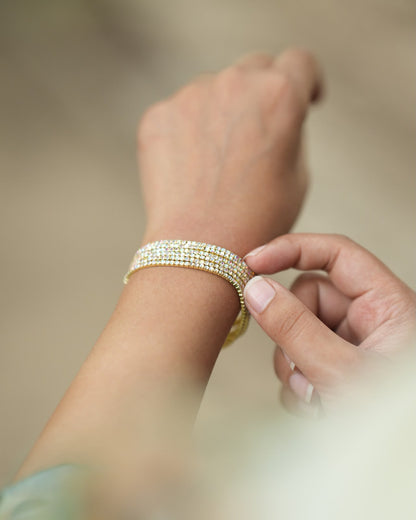 Crystal Wrap Bracelet – Gold Plated Multicolor Rhinestone Bracelet