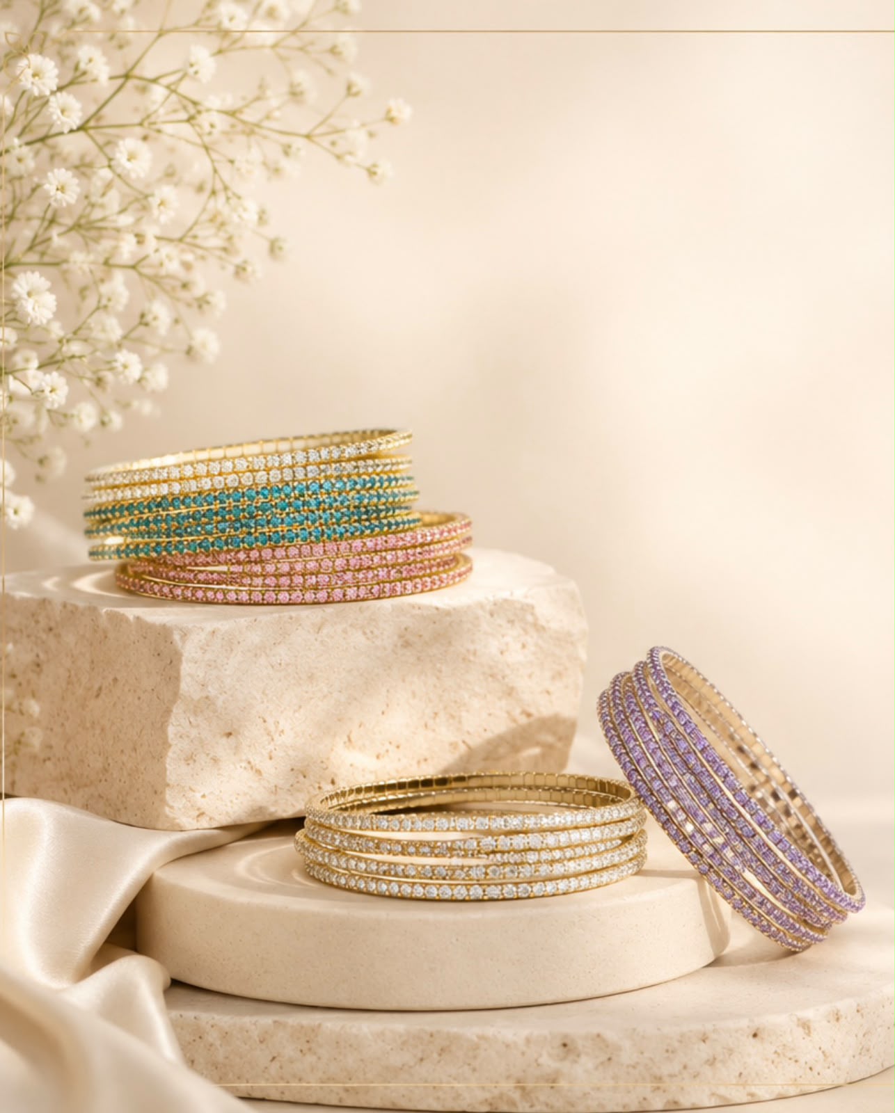 Crystal Wrap Bracelet – Gold Plated Multicolor Rhinestone Bracelet