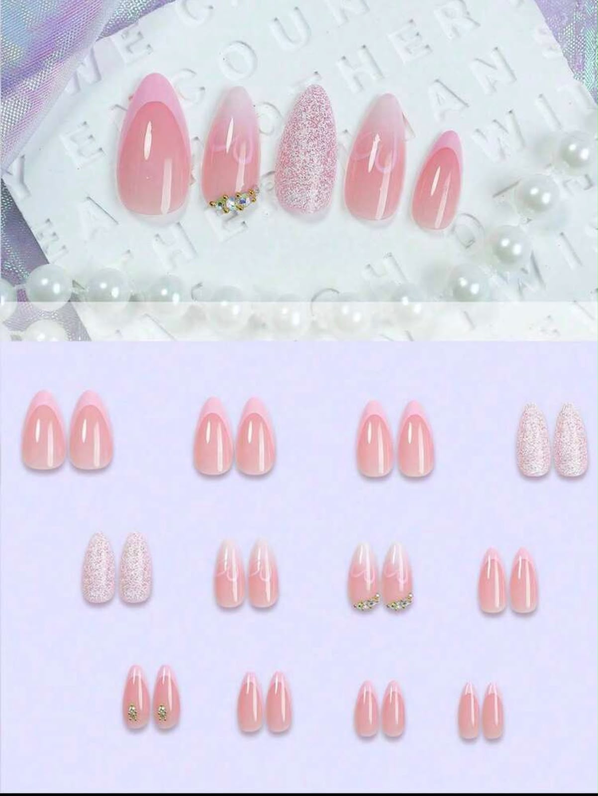 Blush Pink Heart Almond Press-On Nails