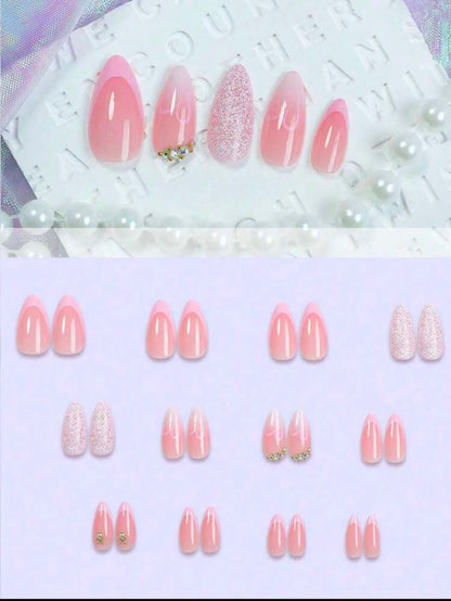 Blush Pink Heart Almond Press-On Nails