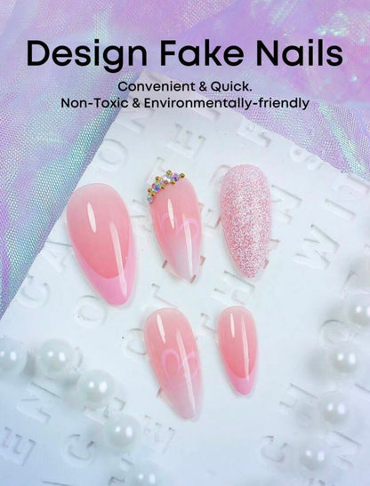 Blush Pink Heart Almond Press-On Nails