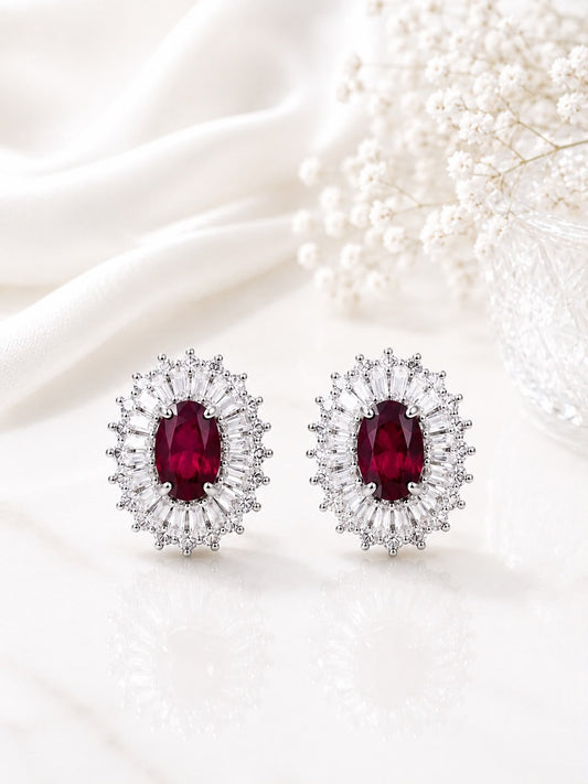 Royal Ruby Halo Stud