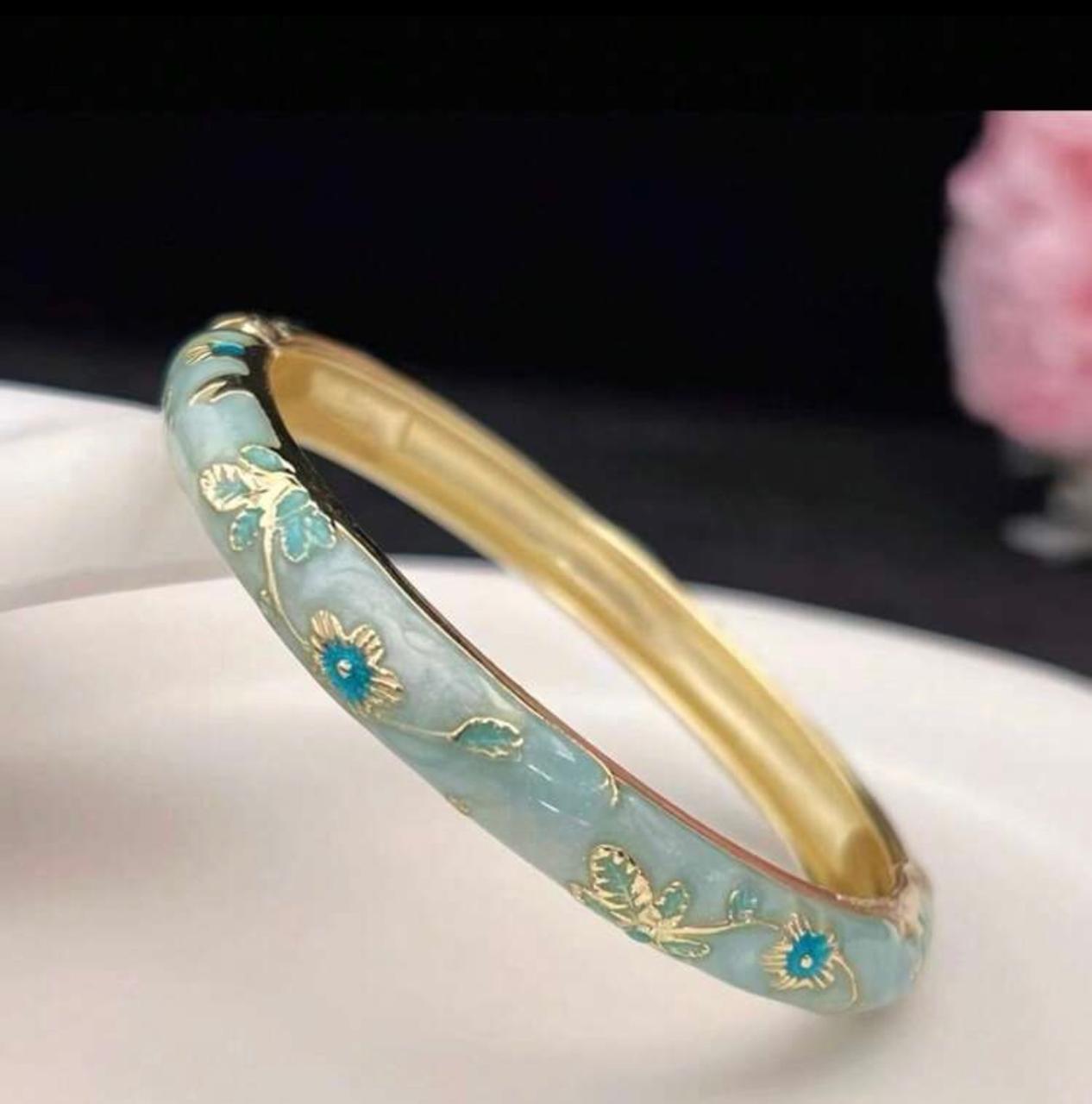 Aqua Bloom Enamel Bangle