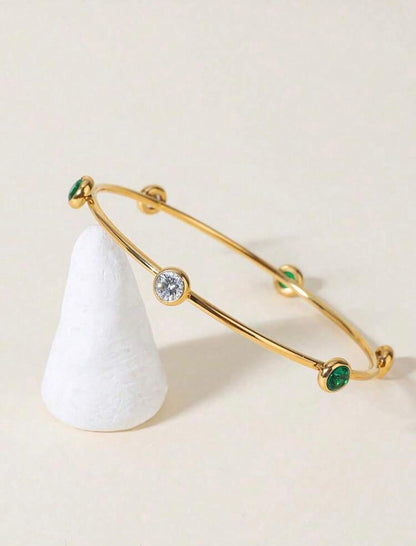 Emerald Spark Minimalist Bangle