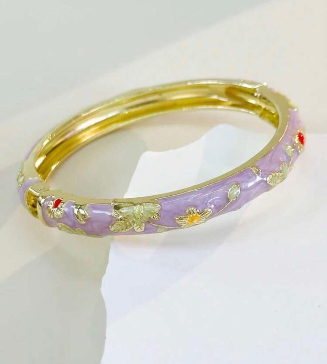 Lilac Butterfly Garden Enamel Bangle