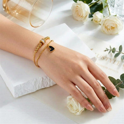 Amour Noir Heart Layered Anklet