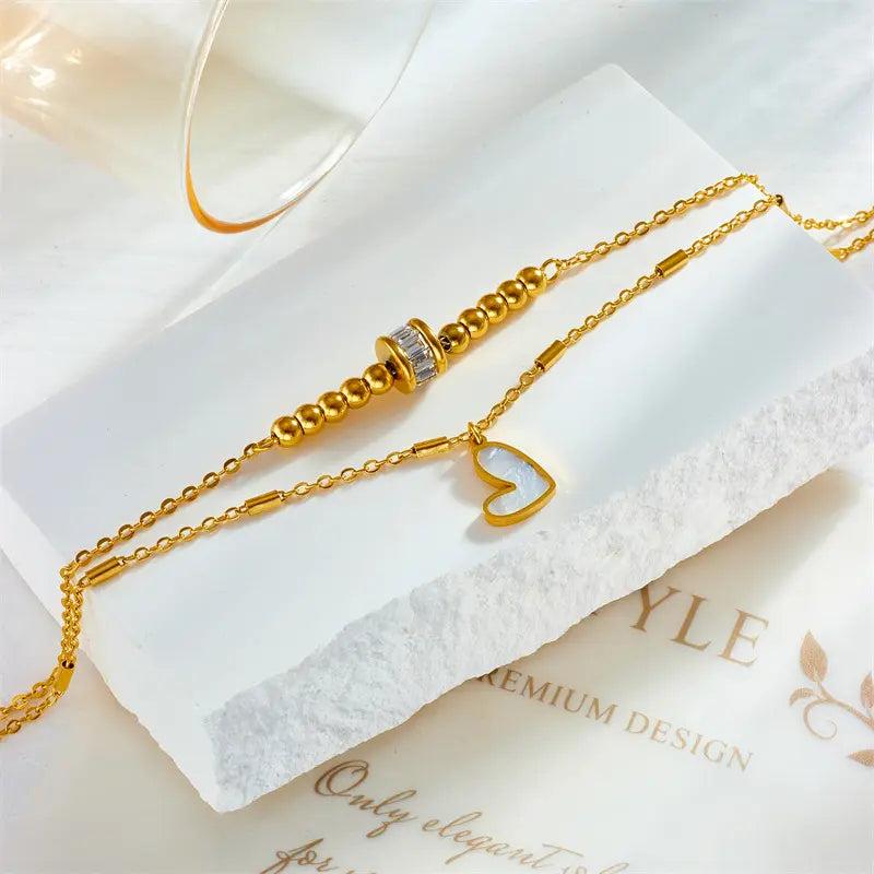 Amour Noir Heart Layered Anklet