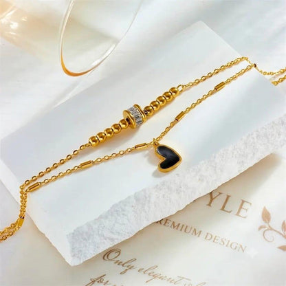 Amour Noir Heart Layered Anklet
