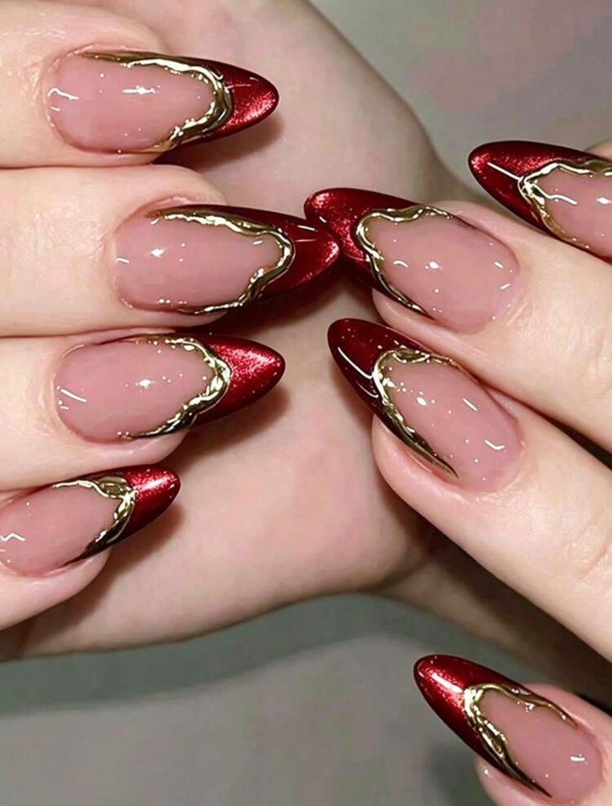Blush and Ruby Luxe Nails