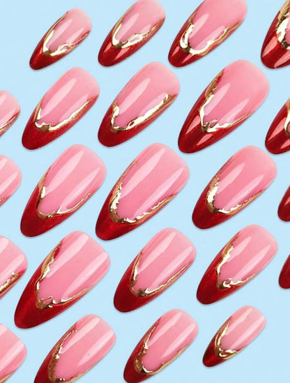 Blush and Ruby Luxe Nails