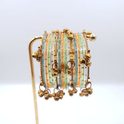 Traditional Raindrop Bangles & Ghungru Kara Set