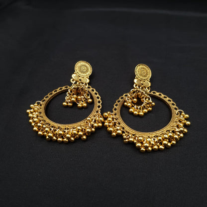 Traditional Antique Gold Hoop Jhumka Earrings