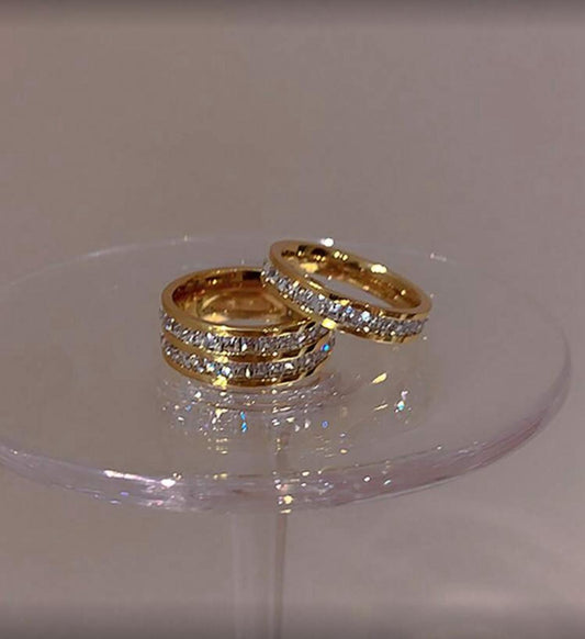 Double Row Crystal Gold Ring