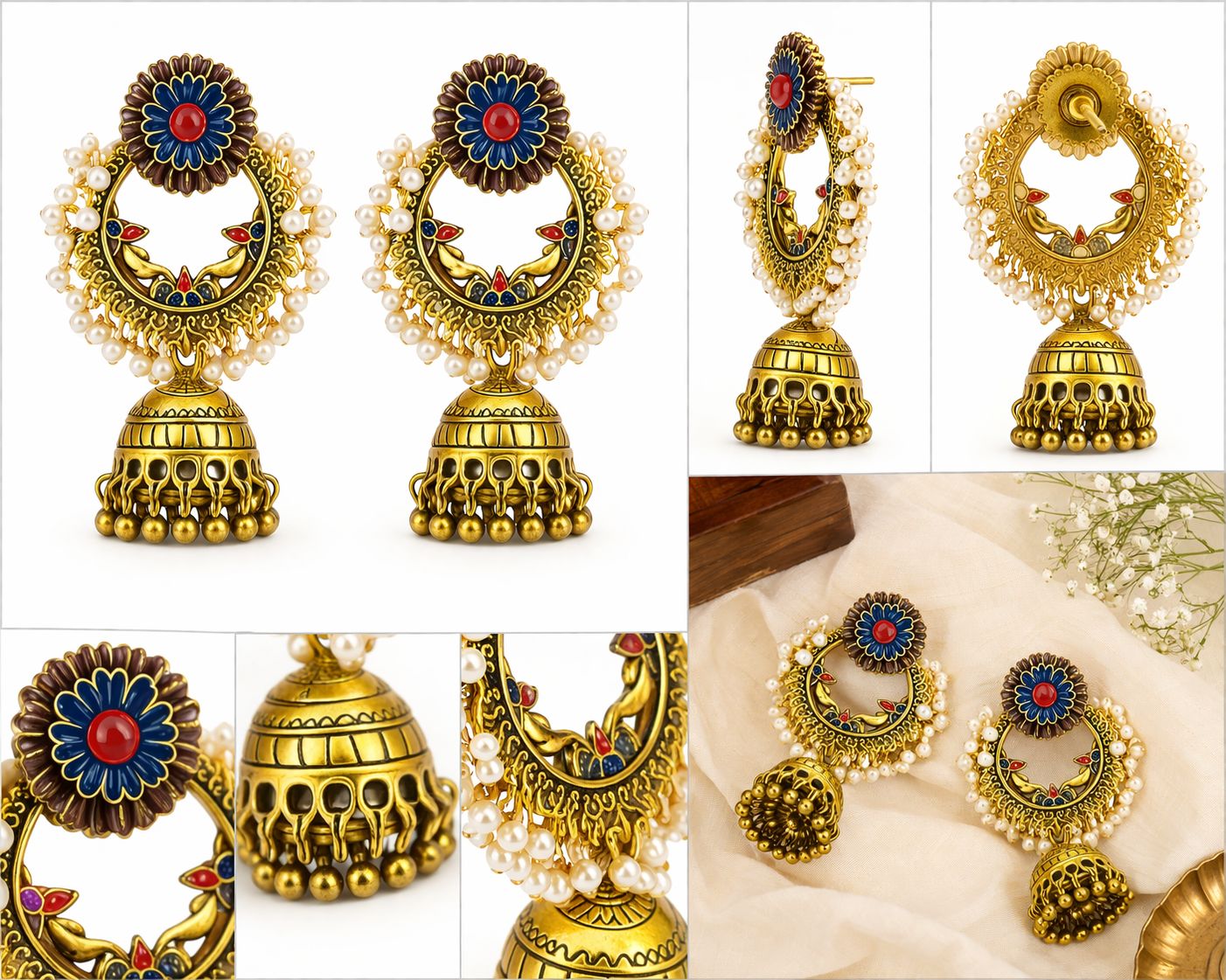 Handcrafted Antique Gold Jhumka