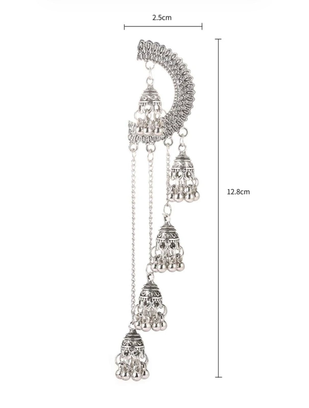 Royal Antique Gold Crescent Jhumka Statement Earrings