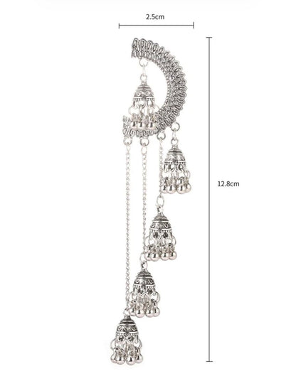 Royal Antique Gold Crescent Jhumka Statement Earrings