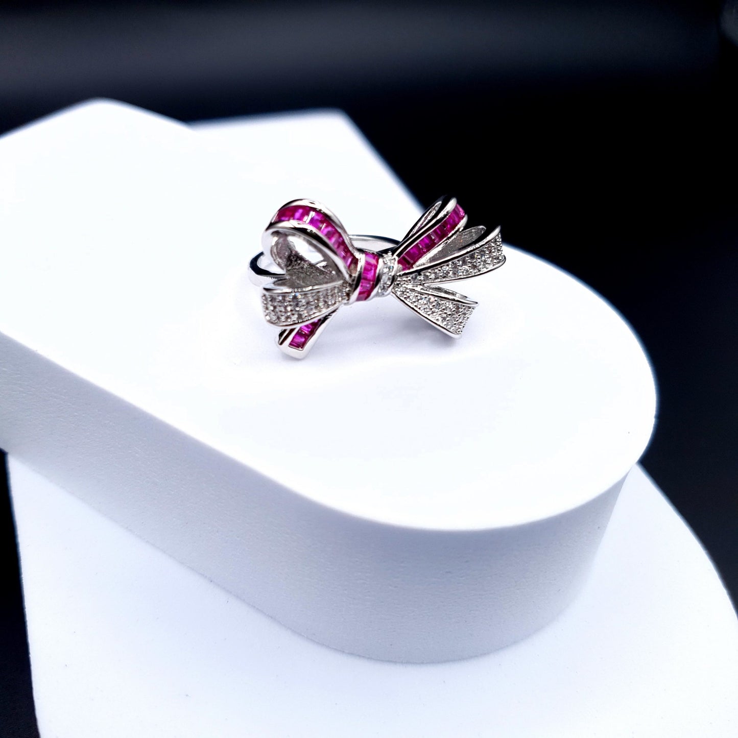PINK-WHITE BOW RING (Adjustable) image 5