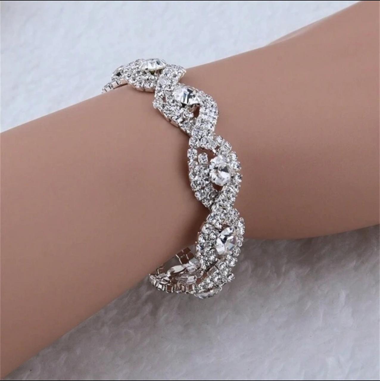 Elegant Luxury Austrian Crystal Infinity Rhinestone Bracelet image 1
